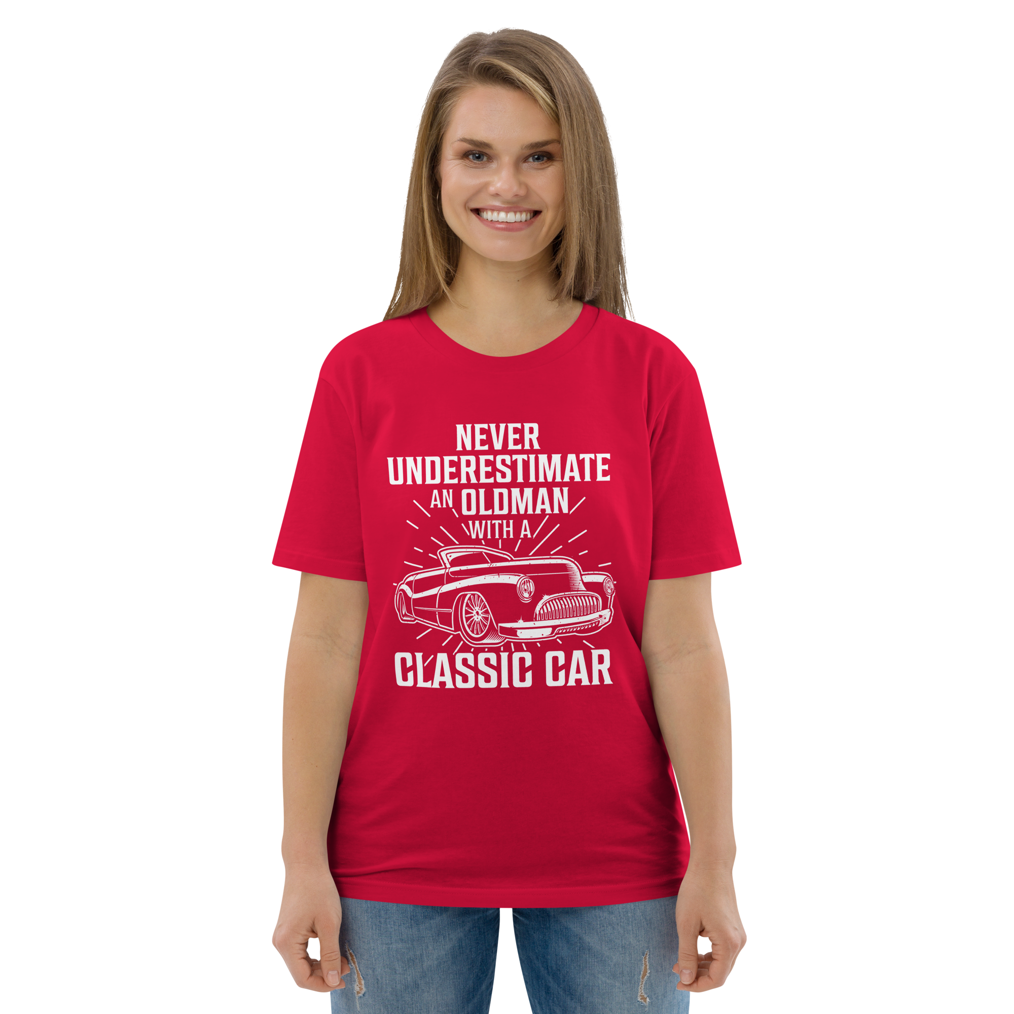 OLDMAN WITH A CLASSIC CAR unisex t-shirt