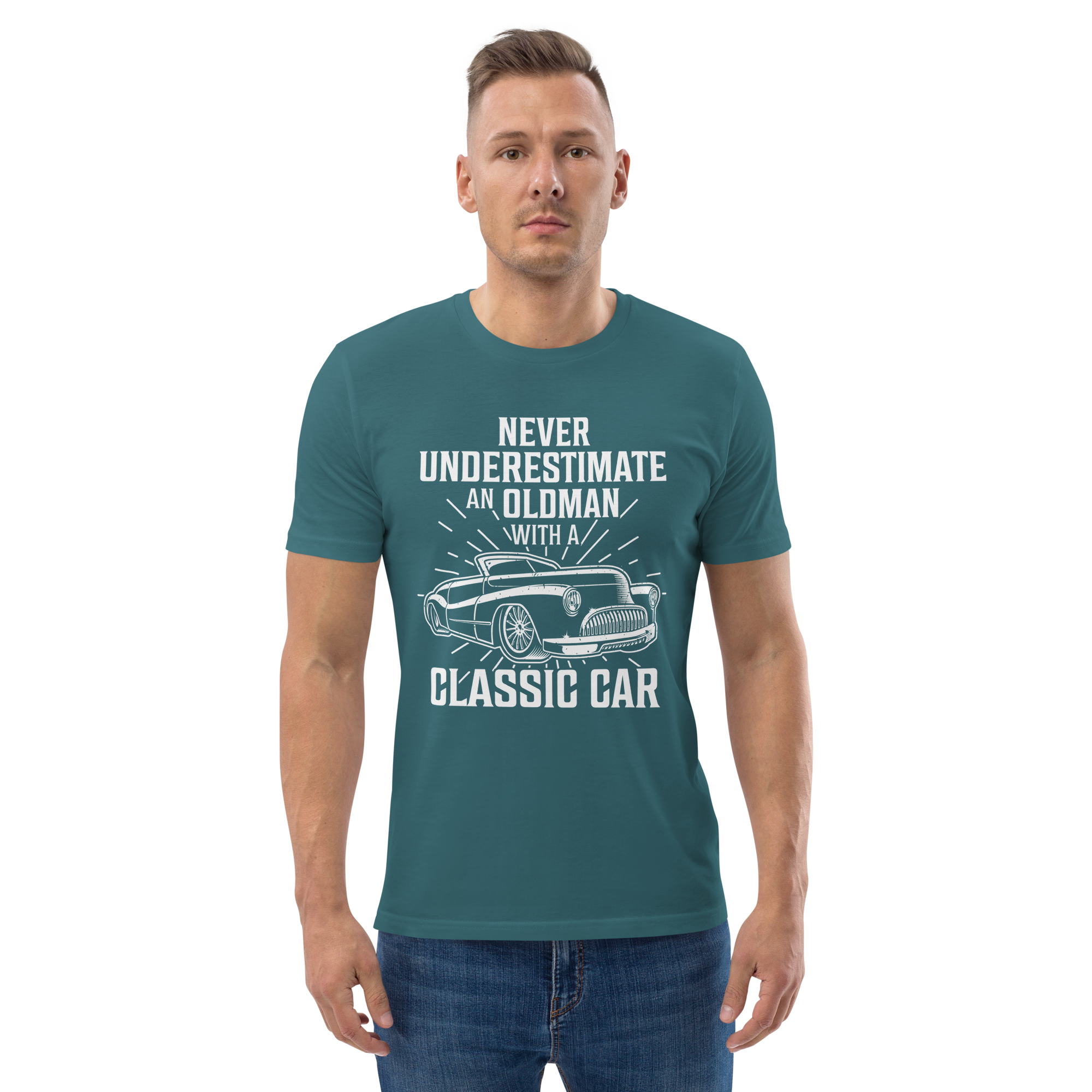 OLDMAN WITH A CLASSIC CAR unisex t-shirt