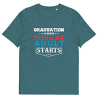 ADULTING BEGINS unisex t-shirt - Printoo Shop - - graduation, t-shirt, unisex, Unisex Organic Cotton T-Shirt | Stanley/Stella STTU169