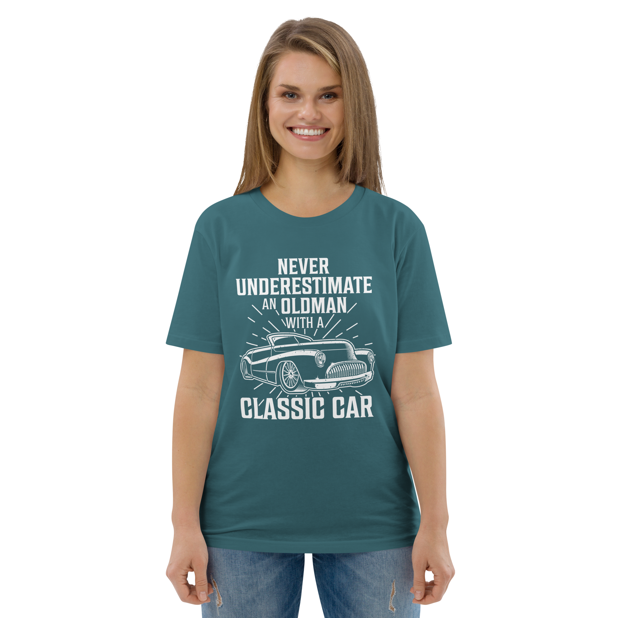OLDMAN WITH A CLASSIC CAR unisex t-shirt