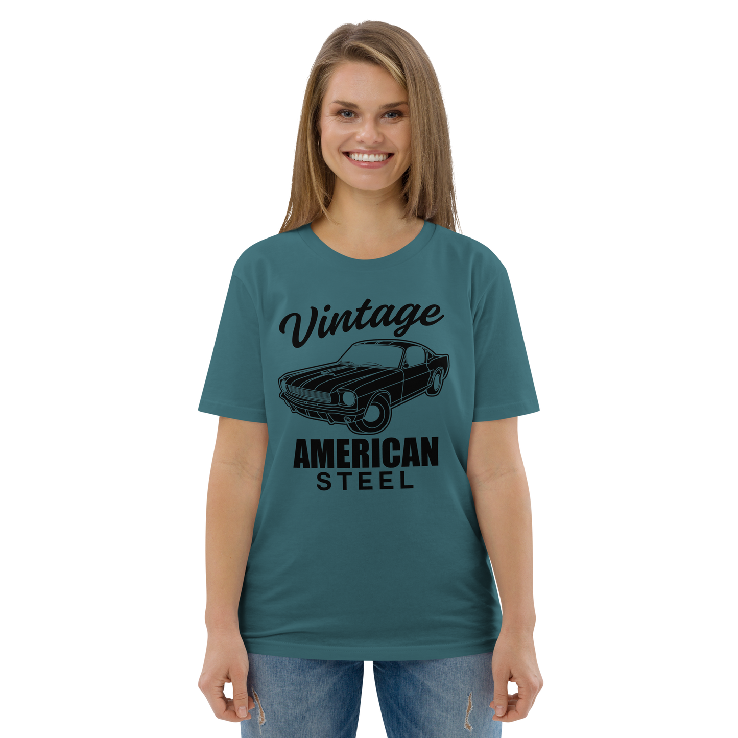 VINTAGE AMERICAN STEEL Unisex organic cotton t-shirt