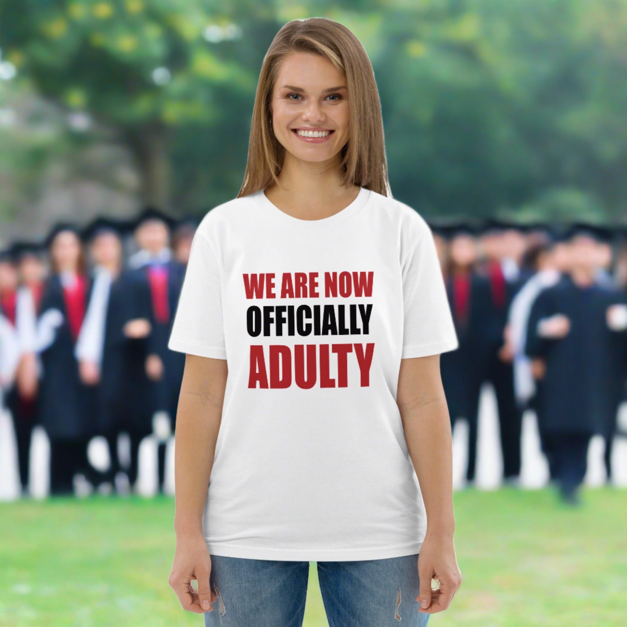 Graduation t-shirt white front on graduation party