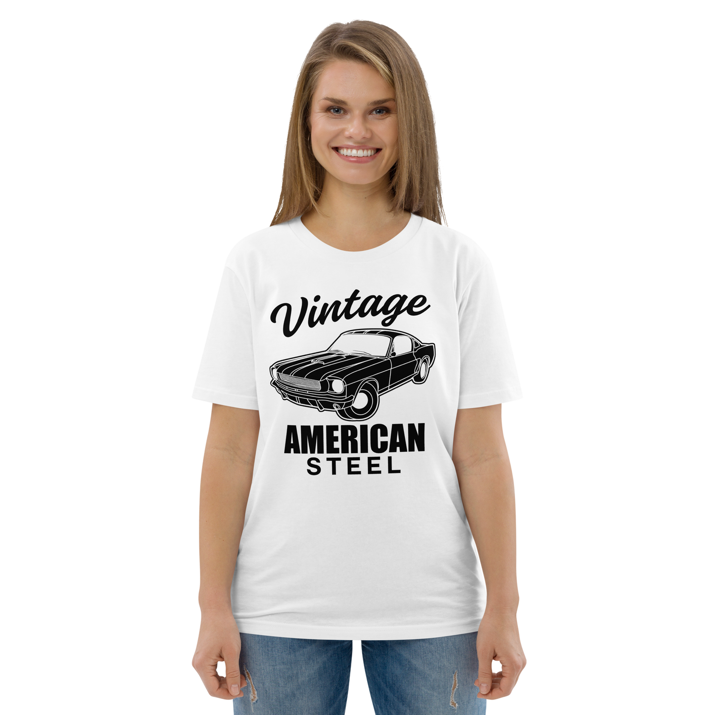 VINTAGE AMERICAN STEEL Unisex organic cotton t-shirt